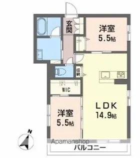 リバーサイド中万々【2階】の間取り
