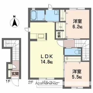 シャーメゾンAZZURRIC【201号室】の間取り
