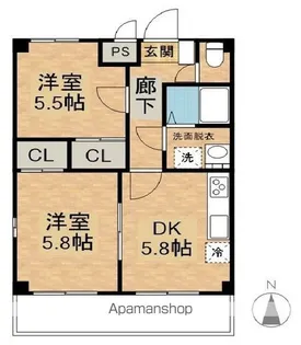 ルマンジュ津高【1階】の間取り