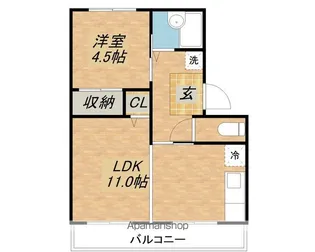 ハイツカームネス【4階】の間取り