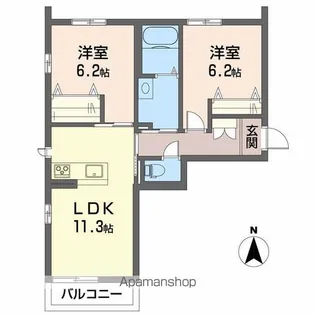 グランシャリオ小坂【101号室】の間取り