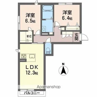 レフィナード桑原【1階】の間取り