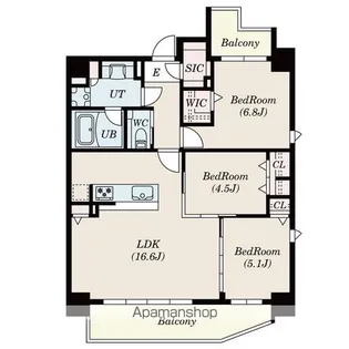 SーRESIDENCE百道AUREATE【3階】の間取り