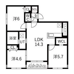 Lien北12(リアン)【205号室】の間取り