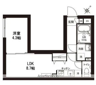 レピュア曙橋駅前レジデンス【2階】の間取り