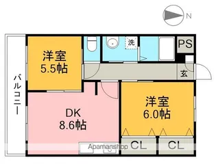 ハイツKURA B【1階】の間取り