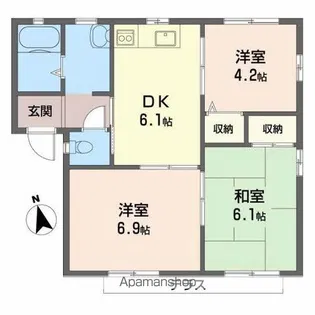 ディアス山茂【202号室】の間取り