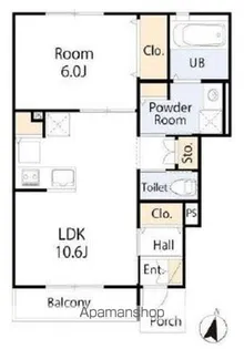 サウスサンド【106号室】の間取り