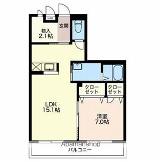 ベルテ渚【102号室】の間取り