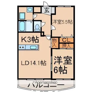 ファミーユ堰場【402号室】の間取り