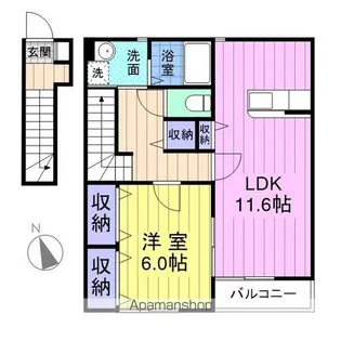 仮称多賀城新田アパートA棟【2階】の間取り