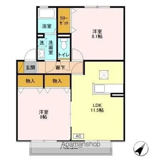 ローズガーデン・レジス ABCD【1階】の間取り