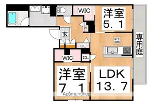 シャルールメゾン【1階】の間取り