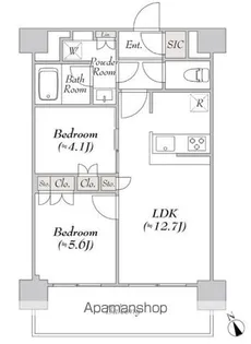 ウエリスアーバン水天宮前【13階】の間取り