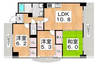 エレガンス巽【6階】の間取り