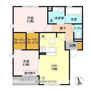 バリスサイト F【1階】の間取り