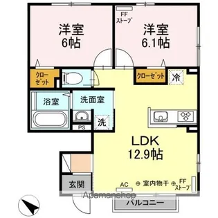 2LDKの間取り画像