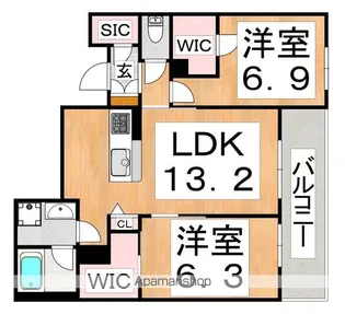 シャルールメゾン【2階】の間取り