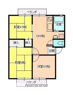 スカイハイツE棟【2階】の間取り