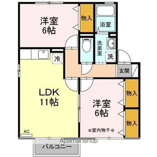 グリーンパークみだい南 AB【2階】の間取り
