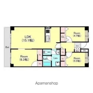 テラスレジデンス船橋夏見【3階】の間取り