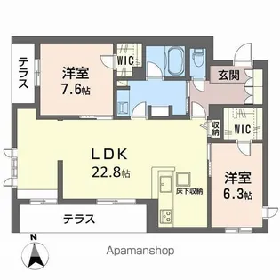 フレシア天王寺 北棟【1階】の間取り