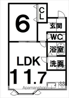 1LDKの間取り画像