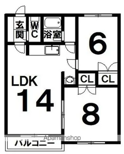 グレースタウンD【1階】の間取り