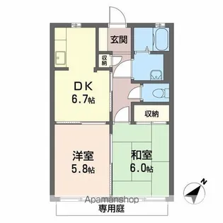 ハイム穴師の里A棟【1階】の間取り