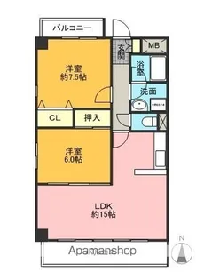 シティーライフ原【4階】の間取り