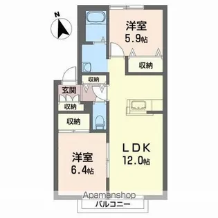 グリーンヒルズB【2階】の間取り