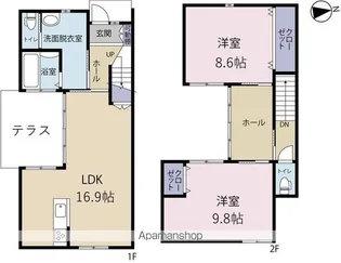 静岡県浜松市中央区頭陀寺町【テラスハウス】の間取り