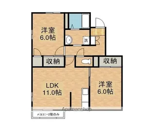 アパートメントハウス仁安C【202号室】の間取り