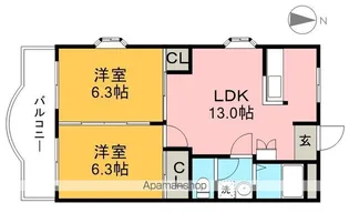 ガーデンハイツ永野Ⅲ A棟【1階】の間取り