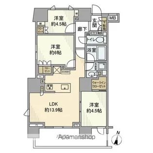 ルジェンテ文京湯島【5階】の間取り