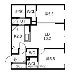 ALPHA GARDEN新札幌【106号室】の間取り