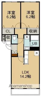 ベネフィットフルール【204号室】の間取り