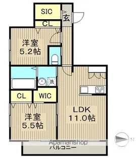 EAU ROUGE【301号室】の間取り