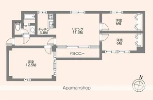 ニューフジマンション【6階】の間取り
