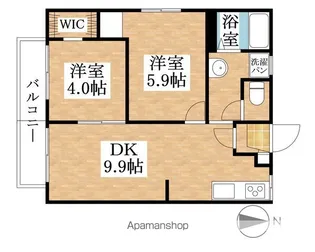 ハイツ下山A・B棟【A202号室】の間取り