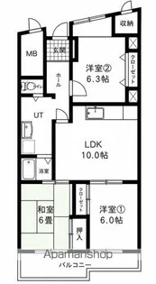 ヴィラ宮の森【504号室】の間取り