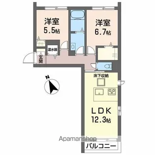 ガルテンMASAKI A棟【1階】の間取り