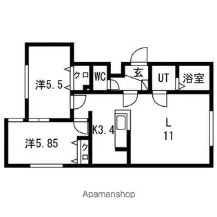 サリーヴィラ月寒東【4階】の間取り