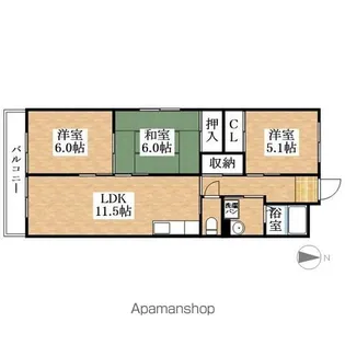 コーポ大門【1階】の間取り