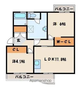 東福間団地11000棟【4階】の間取り