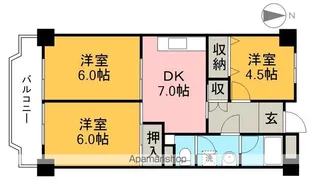 コーポ朝日Ⅴ【6階】の間取り