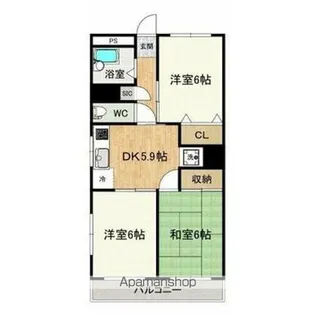 メゾンドール横河原【4階】の間取り