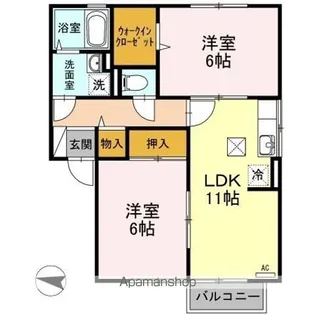 フローラルアベニュー ABC【1階】の間取り