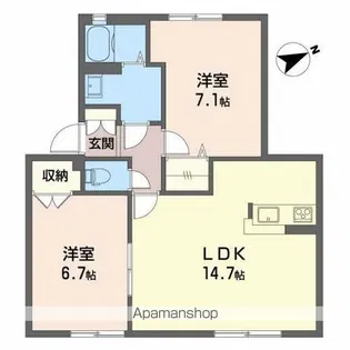 グランブルー B棟【1階】の間取り