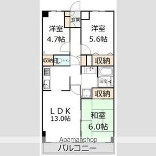 木崎台マンション【206号室】の間取り